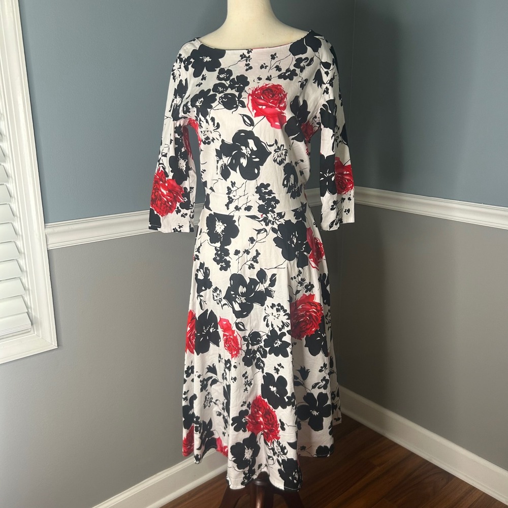 Mystic Girl Floral Midi Dress fit and flare semi formal